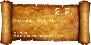 Ruzsonyi Patrik névjegykártya